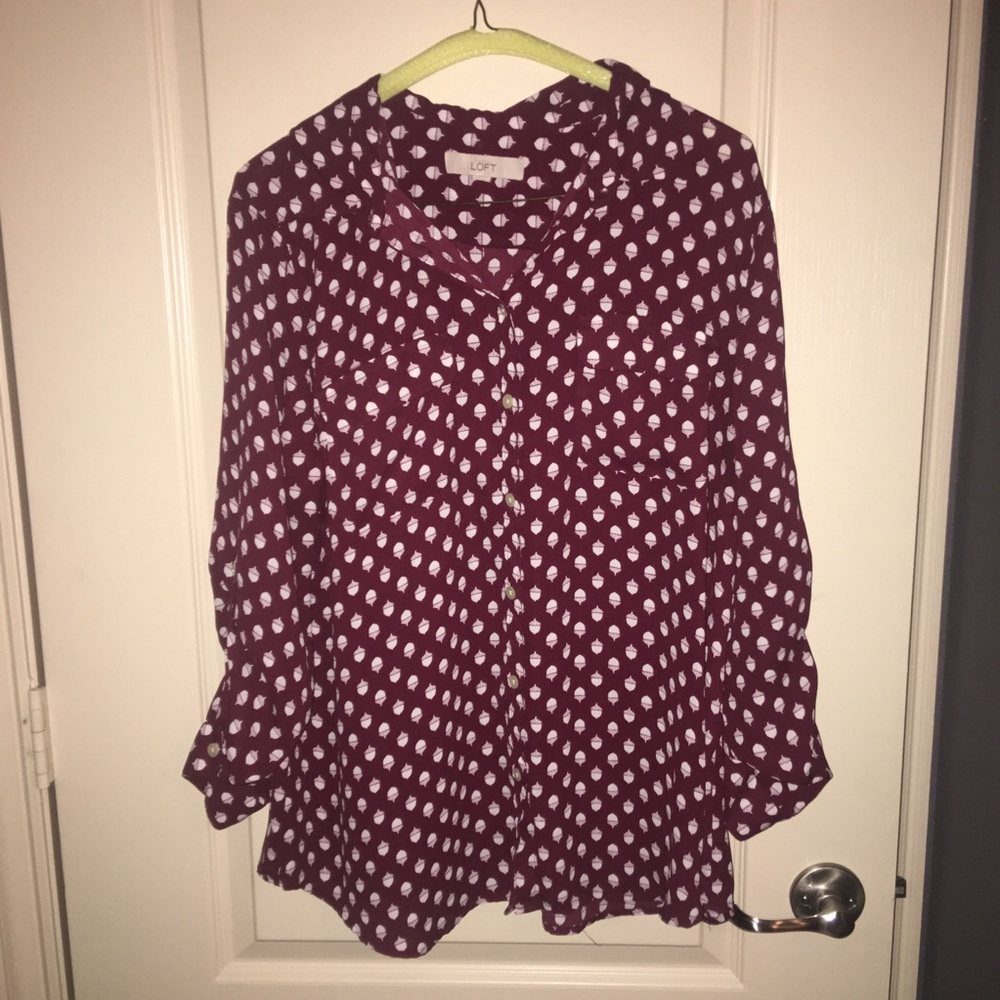 LOFT Acorn Button Up Blouse